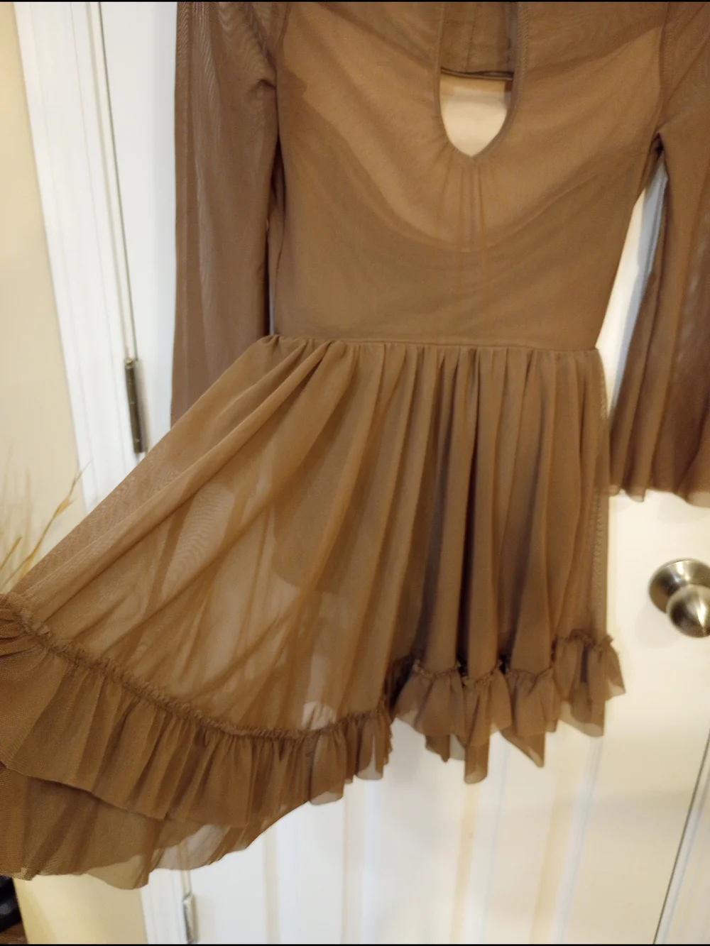 Weissman Brown Ruffled Mesh Dress for Girls